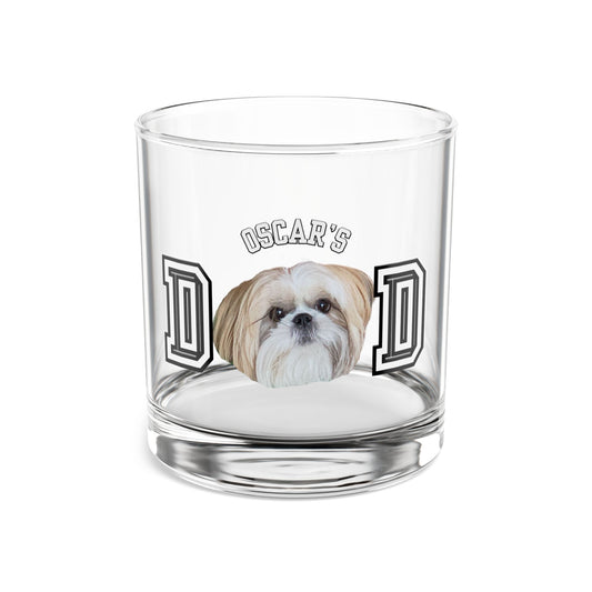 Oscar- Personalized Dog Lover's Rocks Glass, Custom Pet Illustration