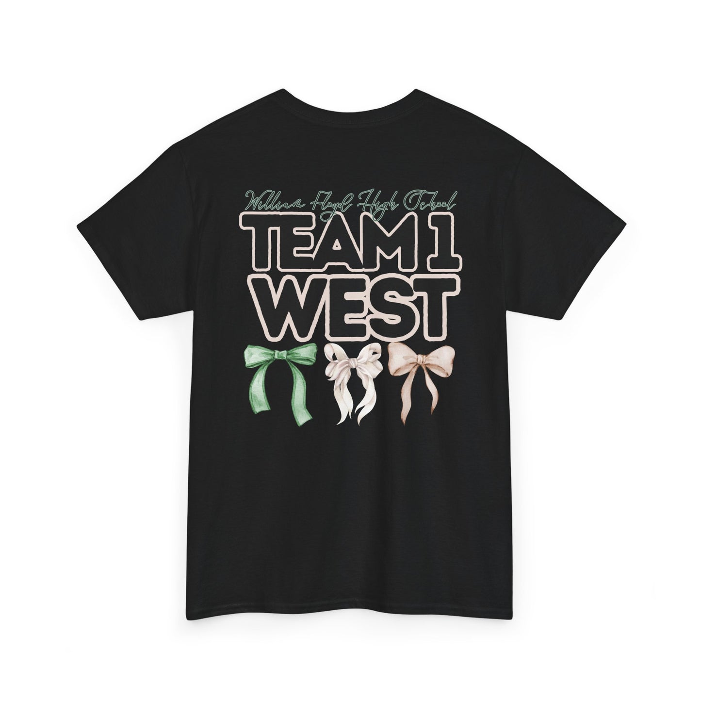 WFHS- TEAM 1 WEST- Floyd Strong Teacher and Bows- Unisex Heavy Cotton Tee with Bow Design