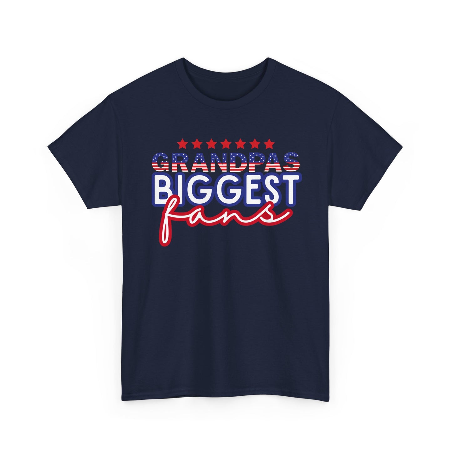 Custom- Jolly- Grandpa's Biggest Fan Unisex Heavy Cotton Tee - Patriotic Family Shirt