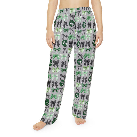 Floyd Strong Cozy Women's Pajama Pants with Green Bow Pattern