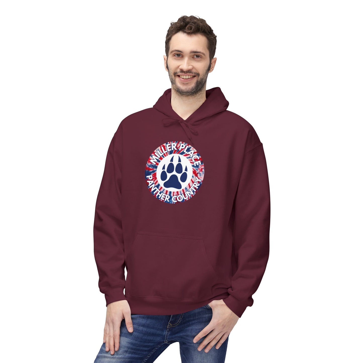 Miller Place Panther Country -Unisex Fleece Hoodie with Tie Dye Design