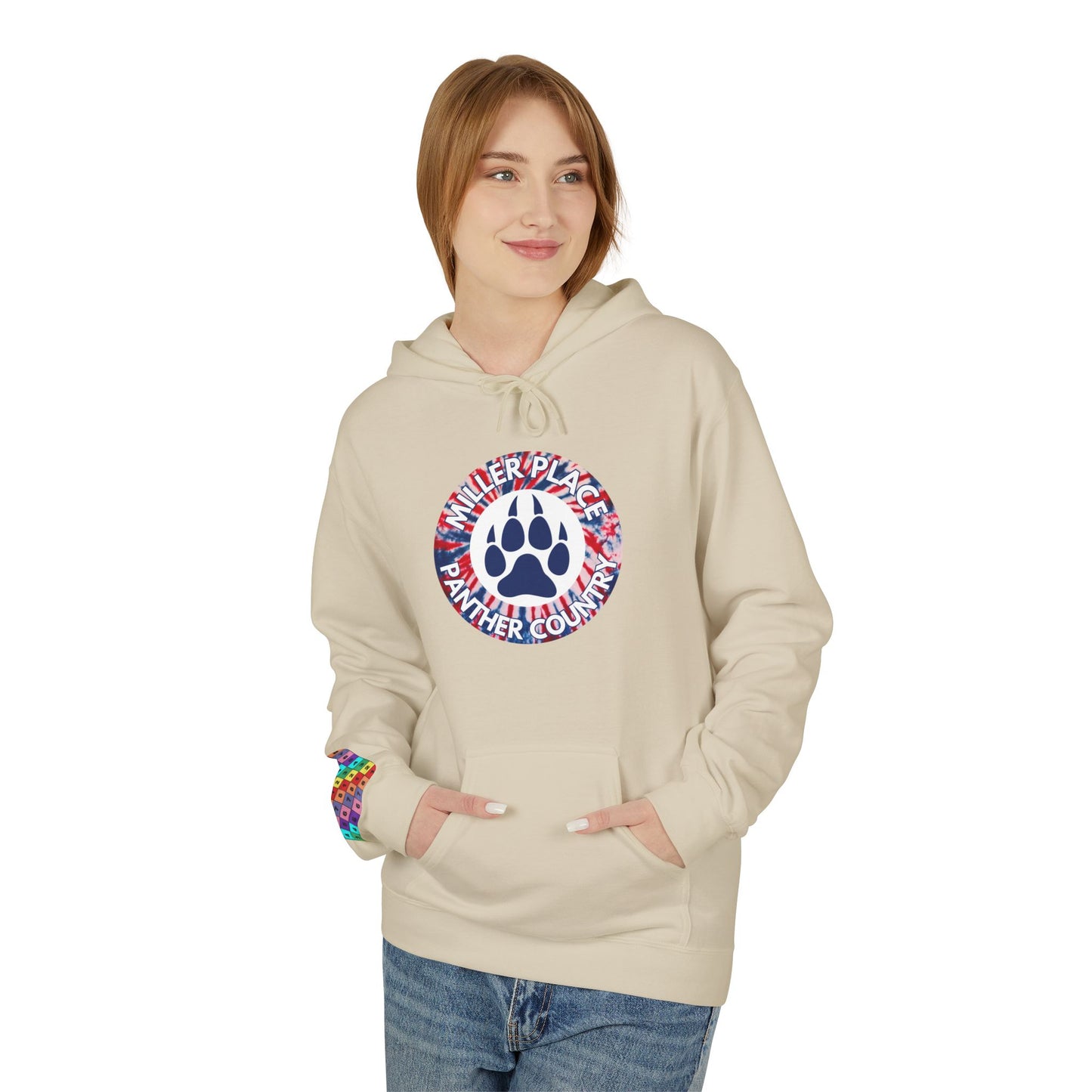 Miller Place Panther Country -Unisex Fleece Hoodie with Tie Dye Design