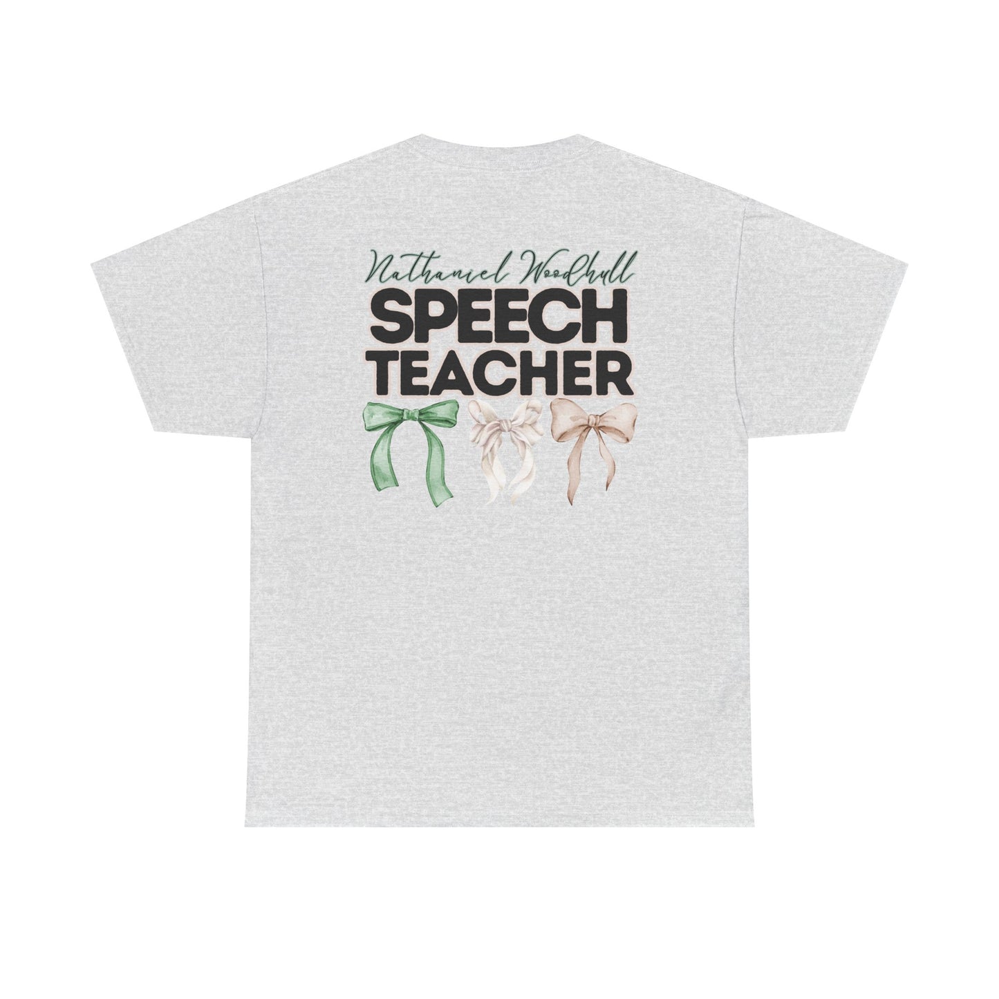 Woodhull Speech Teacher and Bows- Unisex Heavy Cotton Tee with Bow Design