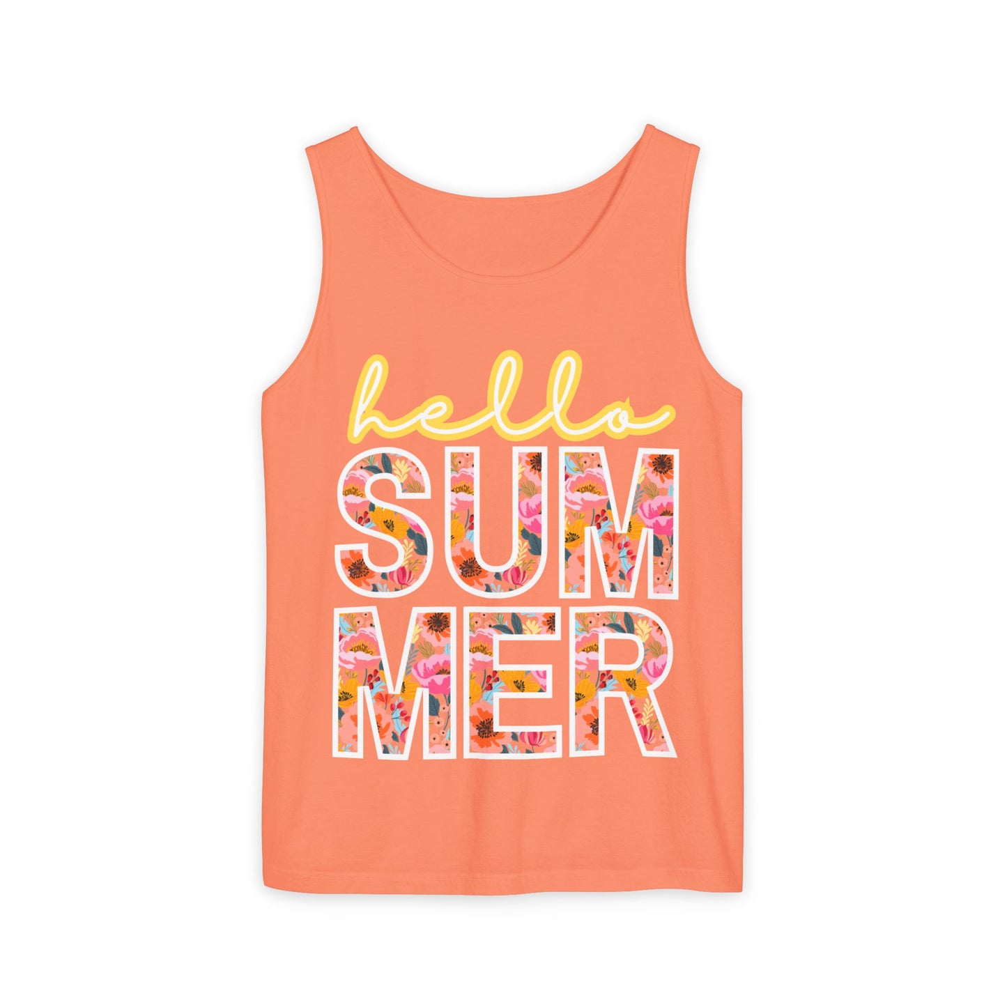 Hello Summer Tank Top | Unisex Floral Graphic Tee, Beachwear, Casual Wear, Birthday Gift, Vacation Essential