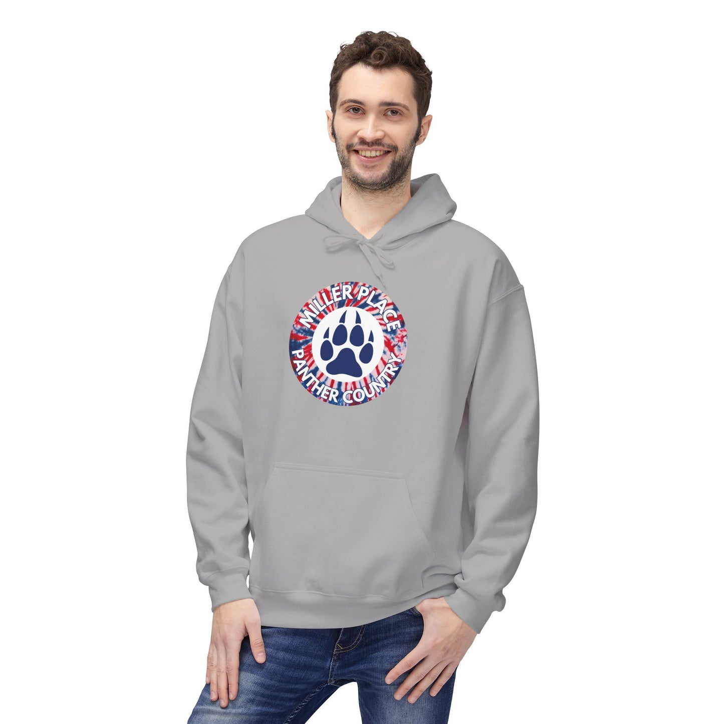 Miller Place Panther Country -Unisex Fleece Hoodie with Tie Dye Design