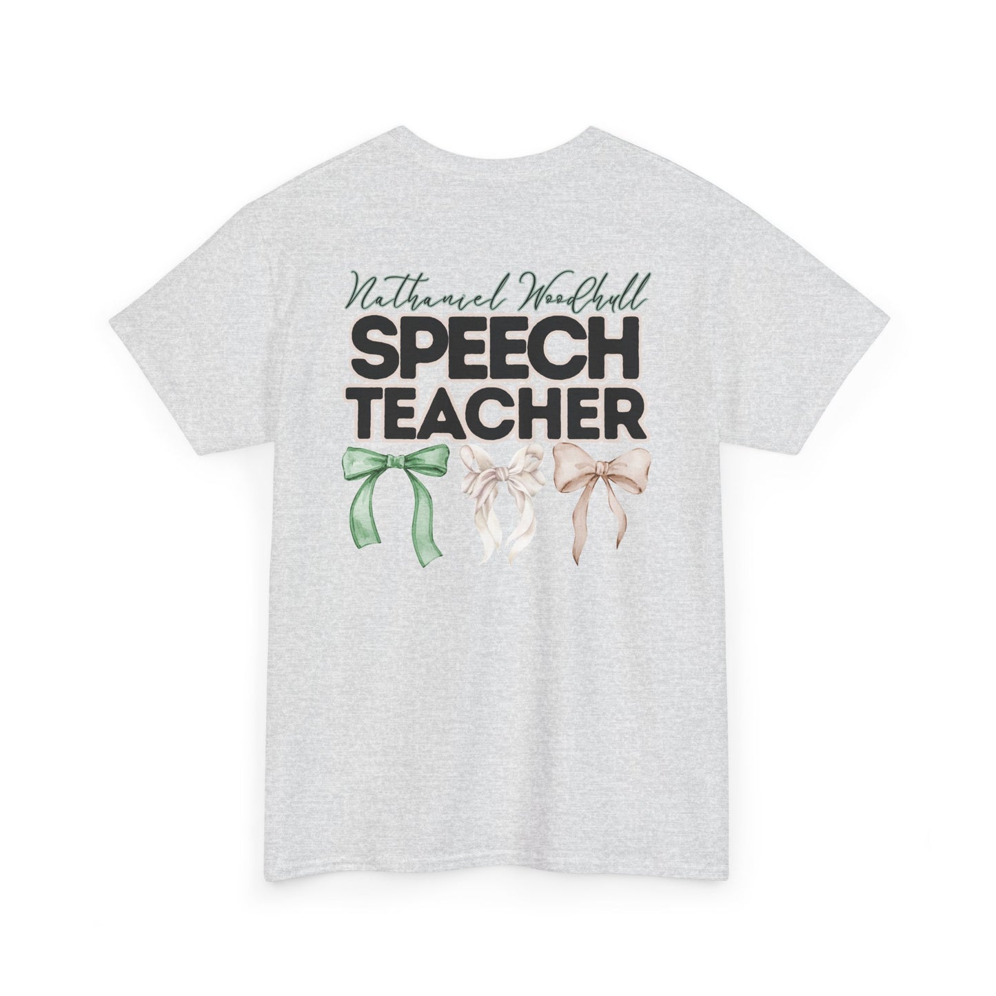 Woodhull Speech Teacher and Bows- Unisex Heavy Cotton Tee with Bow Design