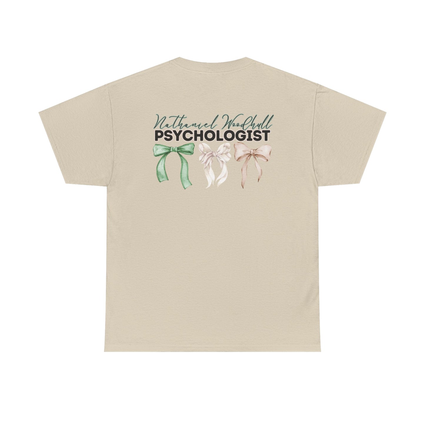 Woodhull Psychologist and Bows- Unisex Heavy Cotton Tee with Bow Design