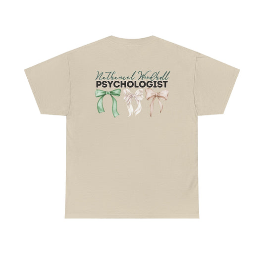 Woodhull Psychologist and Bows- Unisex Heavy Cotton Tee with Bow Design