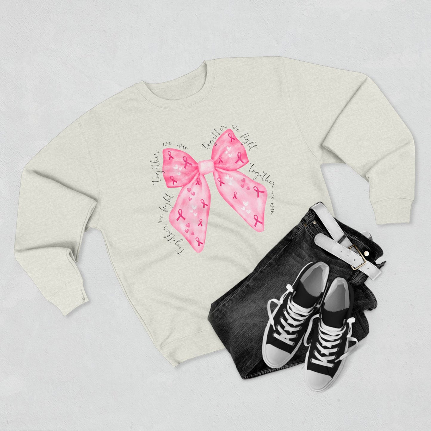 Breast Cancer Bow- Awareness Unisex Crewneck Sweatshirt