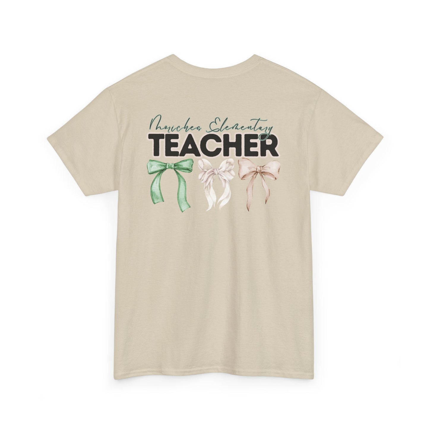 Moriches Teacher and Bows- Unisex Heavy Cotton Tee with Bow Design
