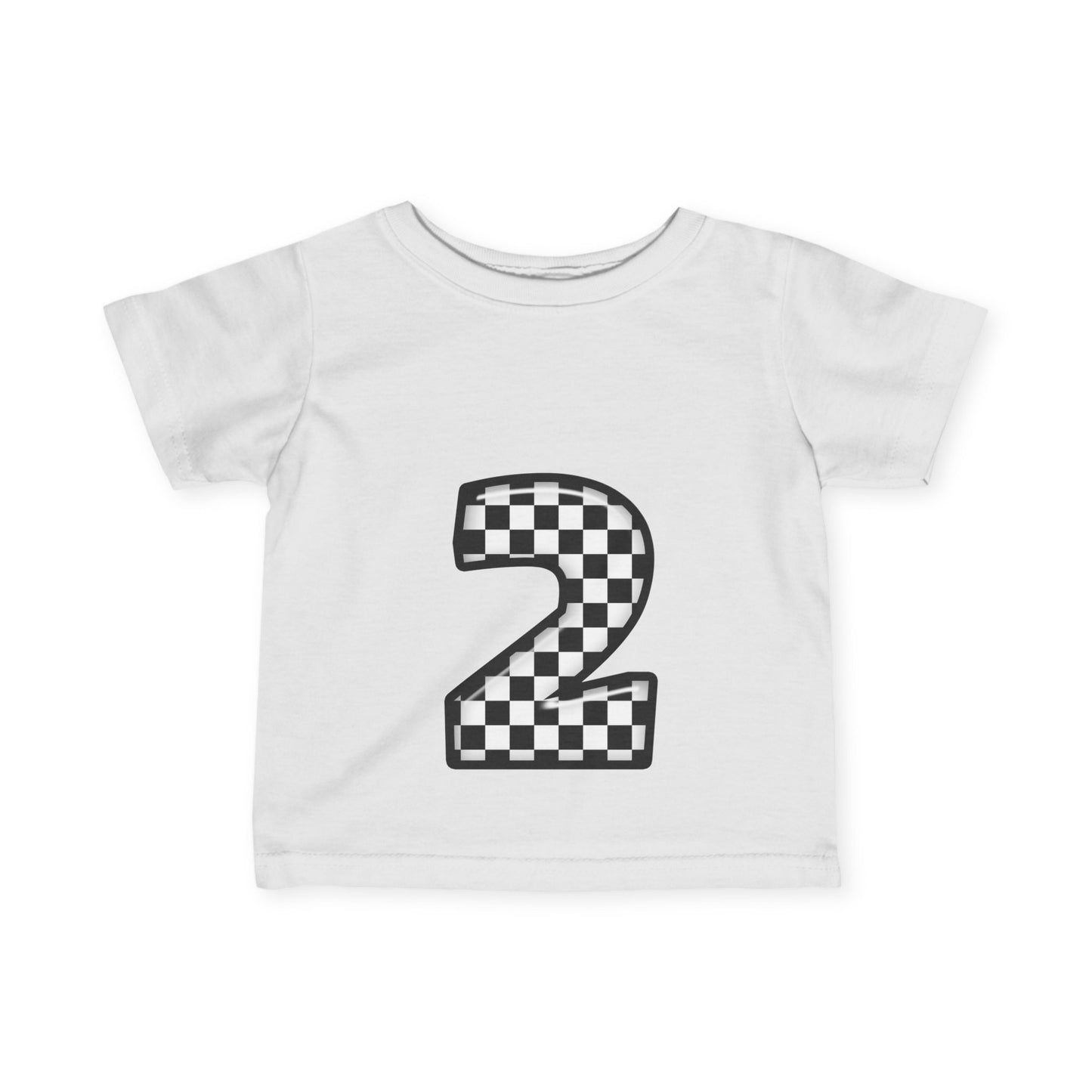 Mini-Checkered Number 2 Infant Jersey Tee - Perfect for Birthday Celebrations