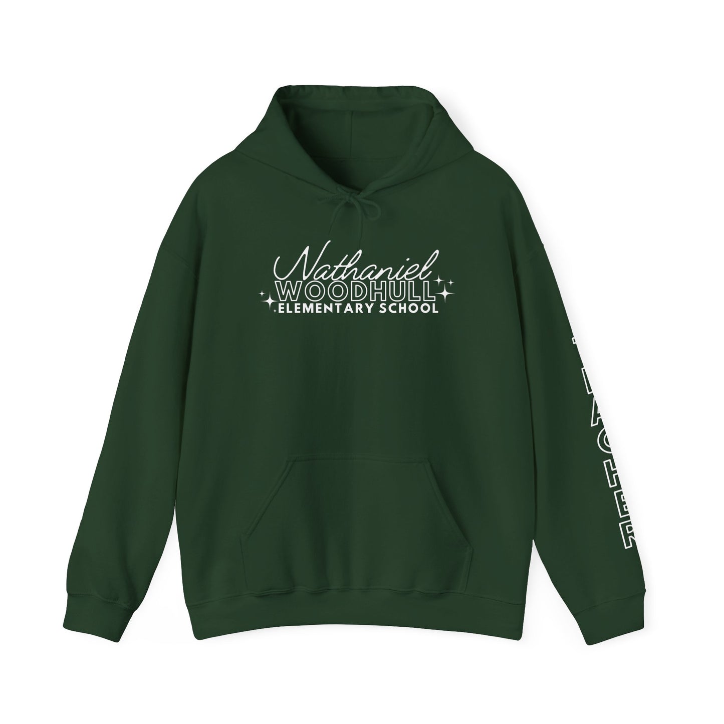 Woodhull Teacher Simple Design Hoodie w/ Teacher on Sleeve - Cozy Unisex Sweatshirt
