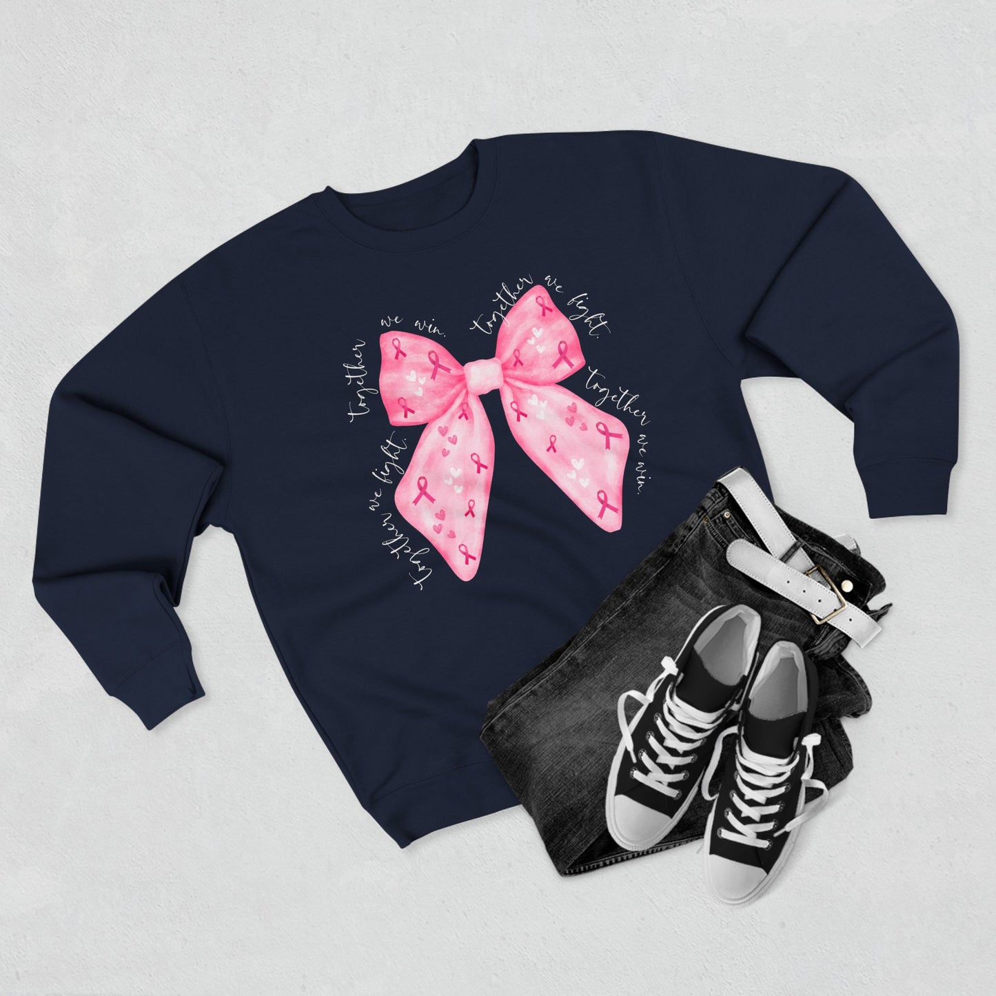 Breast Cancer Bow- Awareness Unisex Crewneck Sweatshirt