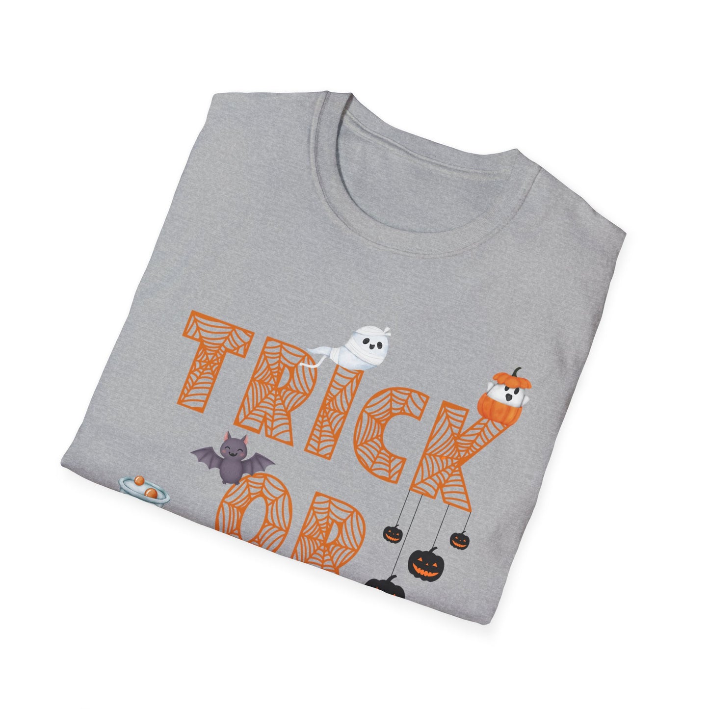 Trick or Treat Halloween Themed T-Shirt- Unisex Softstlye