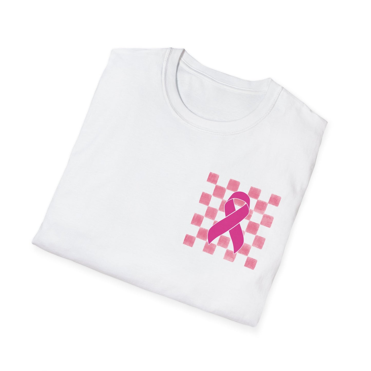Checkered Pink Ribbon Awareness T-Shirt | Softstyle Tee