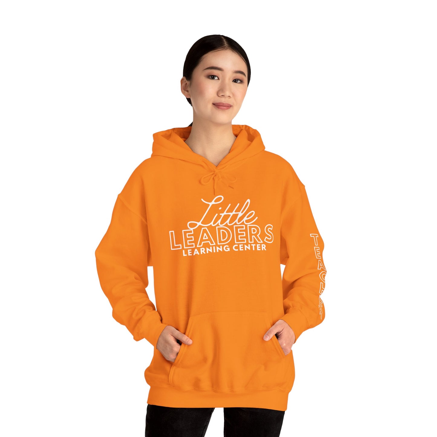 Little Leaders Teacher Simple Design Hoodie w/ Teacher on Sleeve - Cozy Unisex Sweatshirt