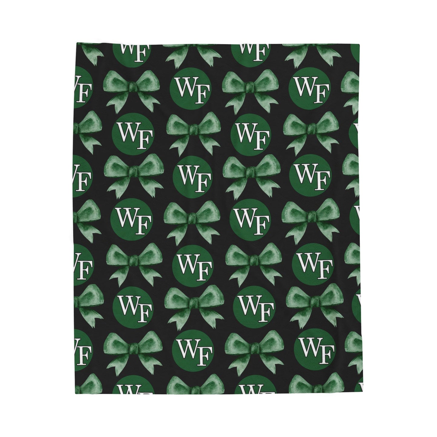Floyd Strong- Logo and Bows Velveteen Plush Blanket with Green Bows - Cozy Gift for Home Decor and Celebrations