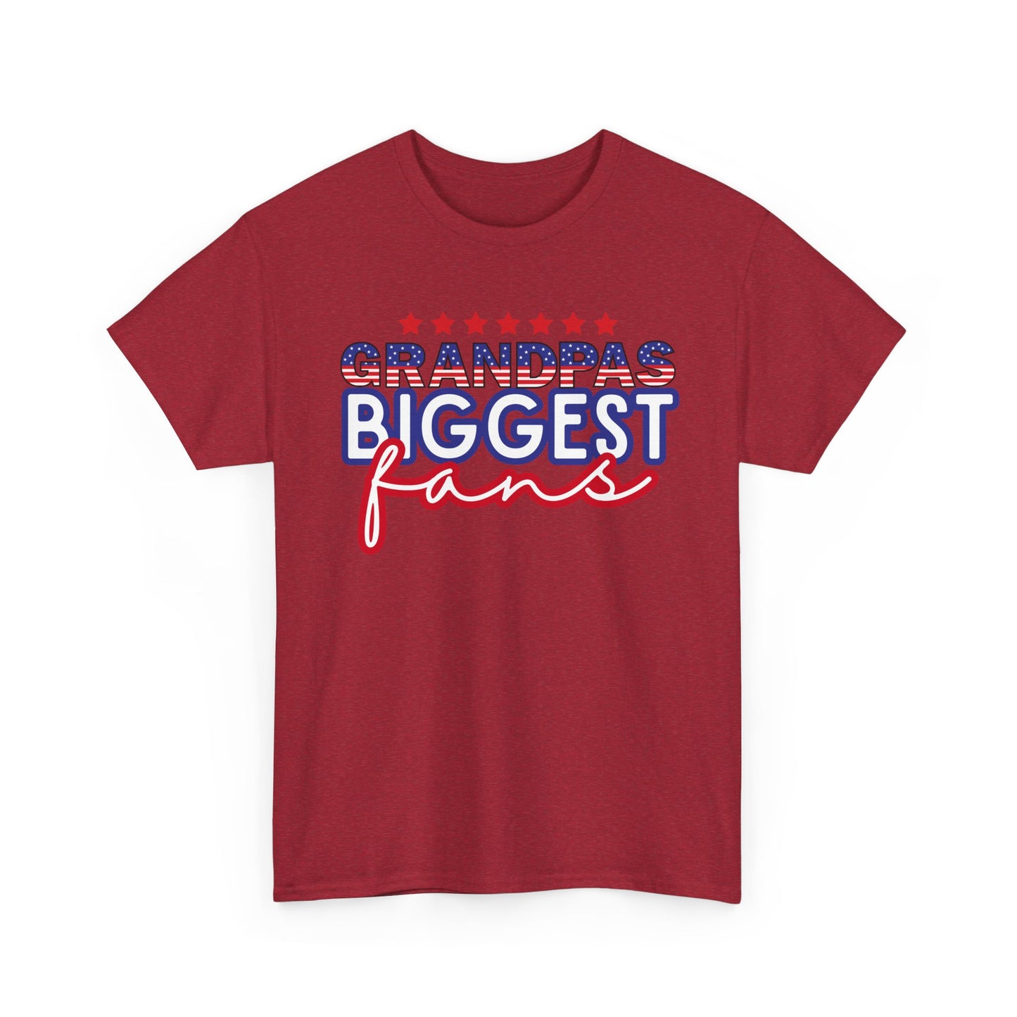 Custom- Jolly- Grandpa's Biggest Fan Unisex Heavy Cotton Tee - Patriotic Family Shirt