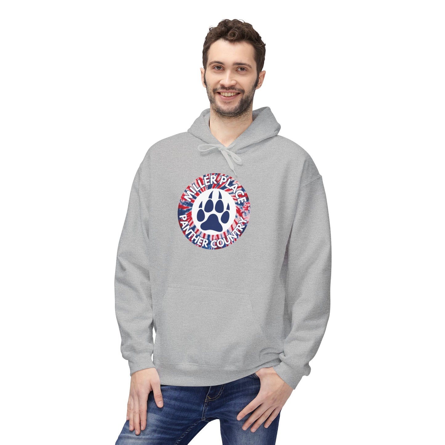 Miller Place Panther Country -Unisex Fleece Hoodie with Tie Dye Design