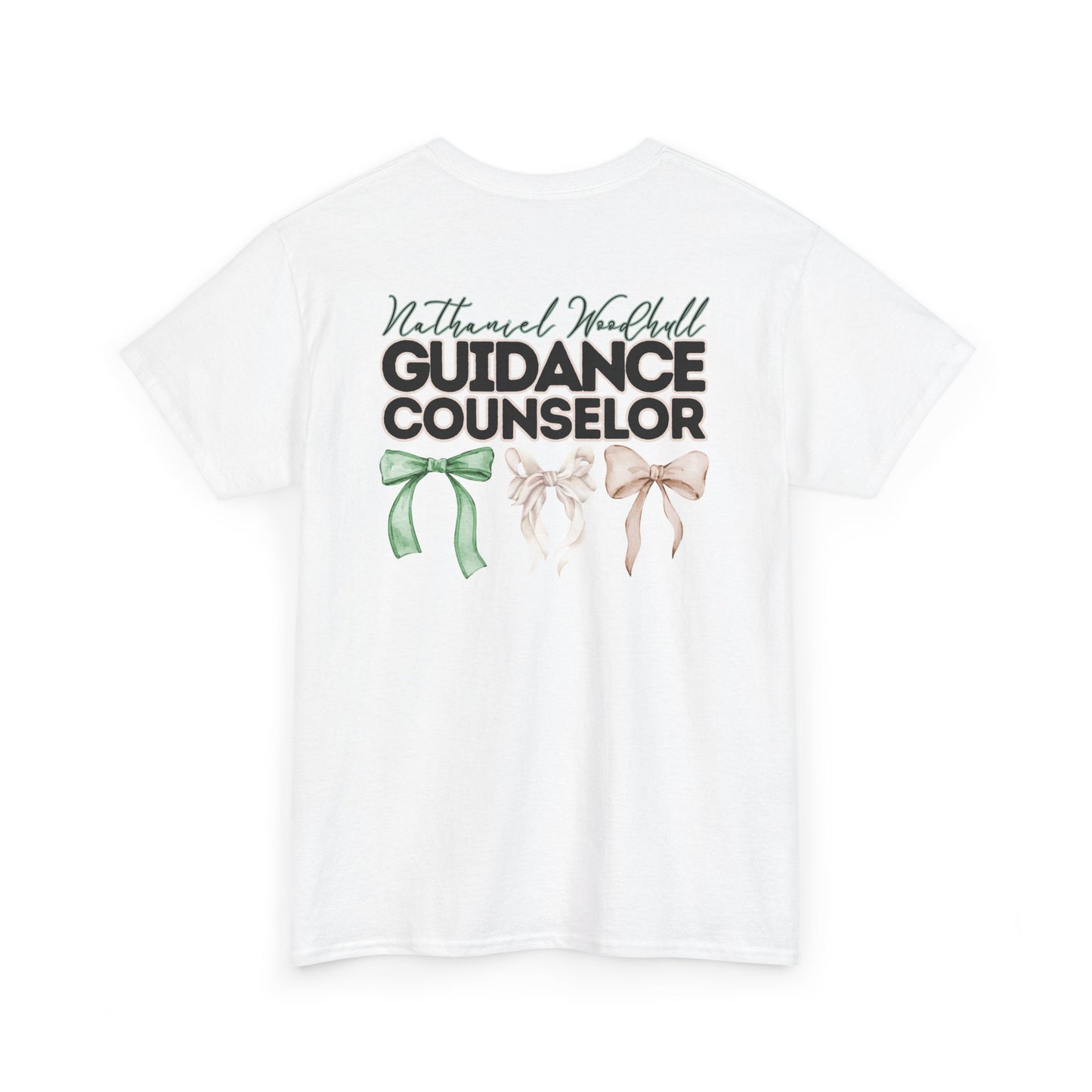 Woodhull Guidance Counselor and Bows- Unisex Heavy Cotton Tee with Bow Design