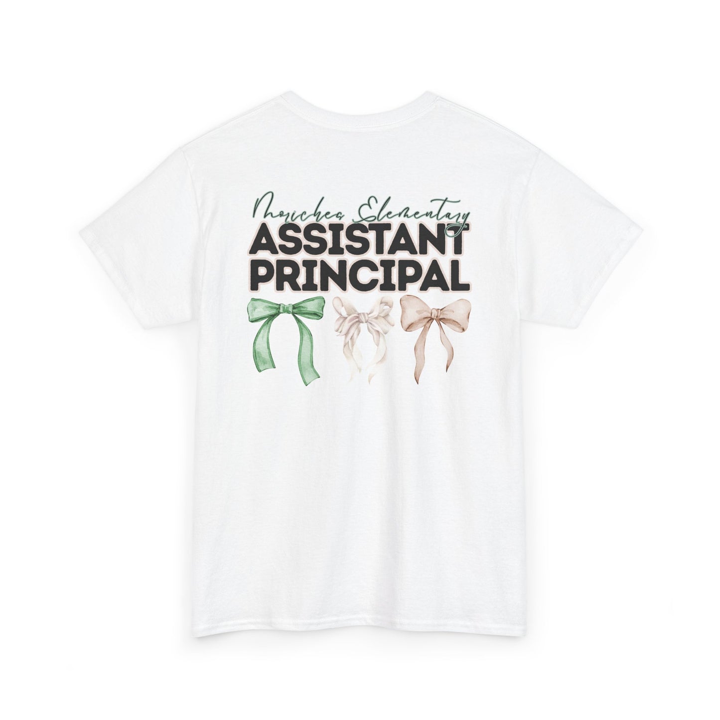 Moriches Assistant Principal and Bows- Unisex Heavy Cotton Tee with Bow Design