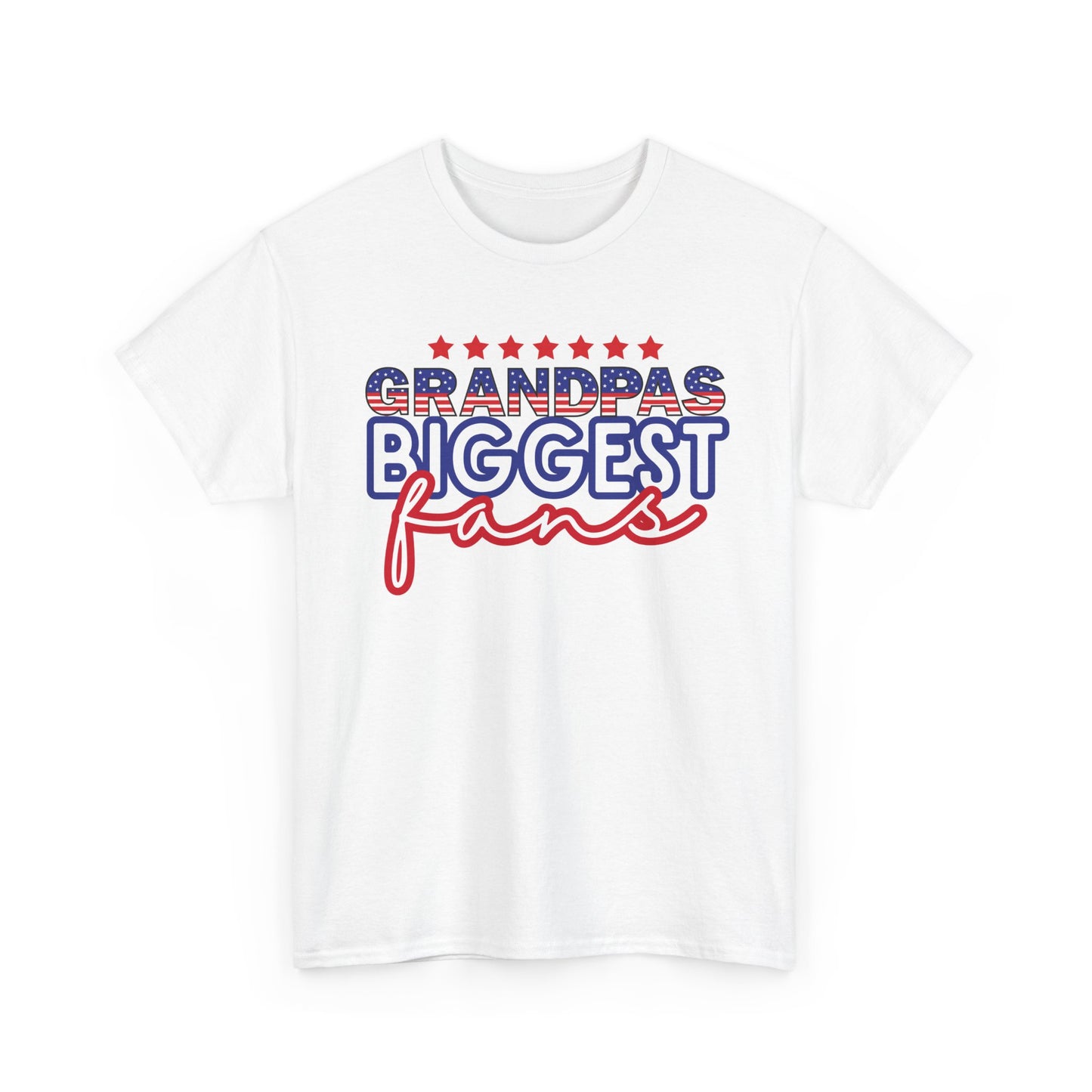 Custom- Jolly- Grandpa's Biggest Fan Unisex Heavy Cotton Tee - Patriotic Family Shirt