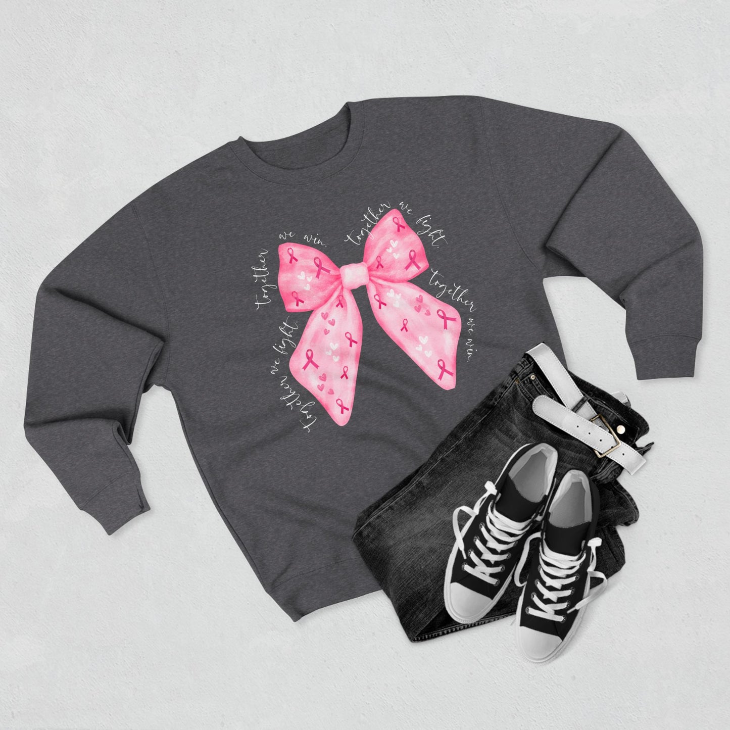 Breast Cancer Bow- Awareness Unisex Crewneck Sweatshirt