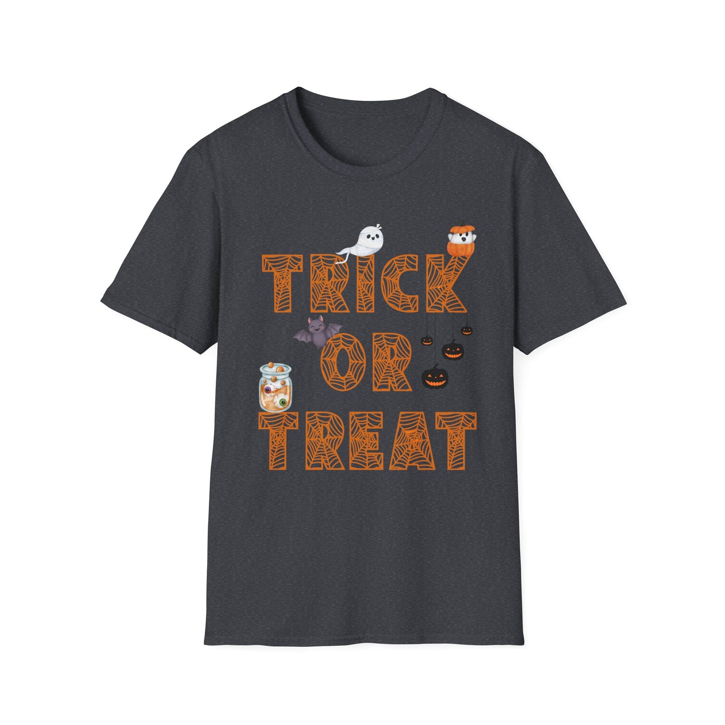 Trick or Treat Halloween Themed T-Shirt- Unisex Softstlye