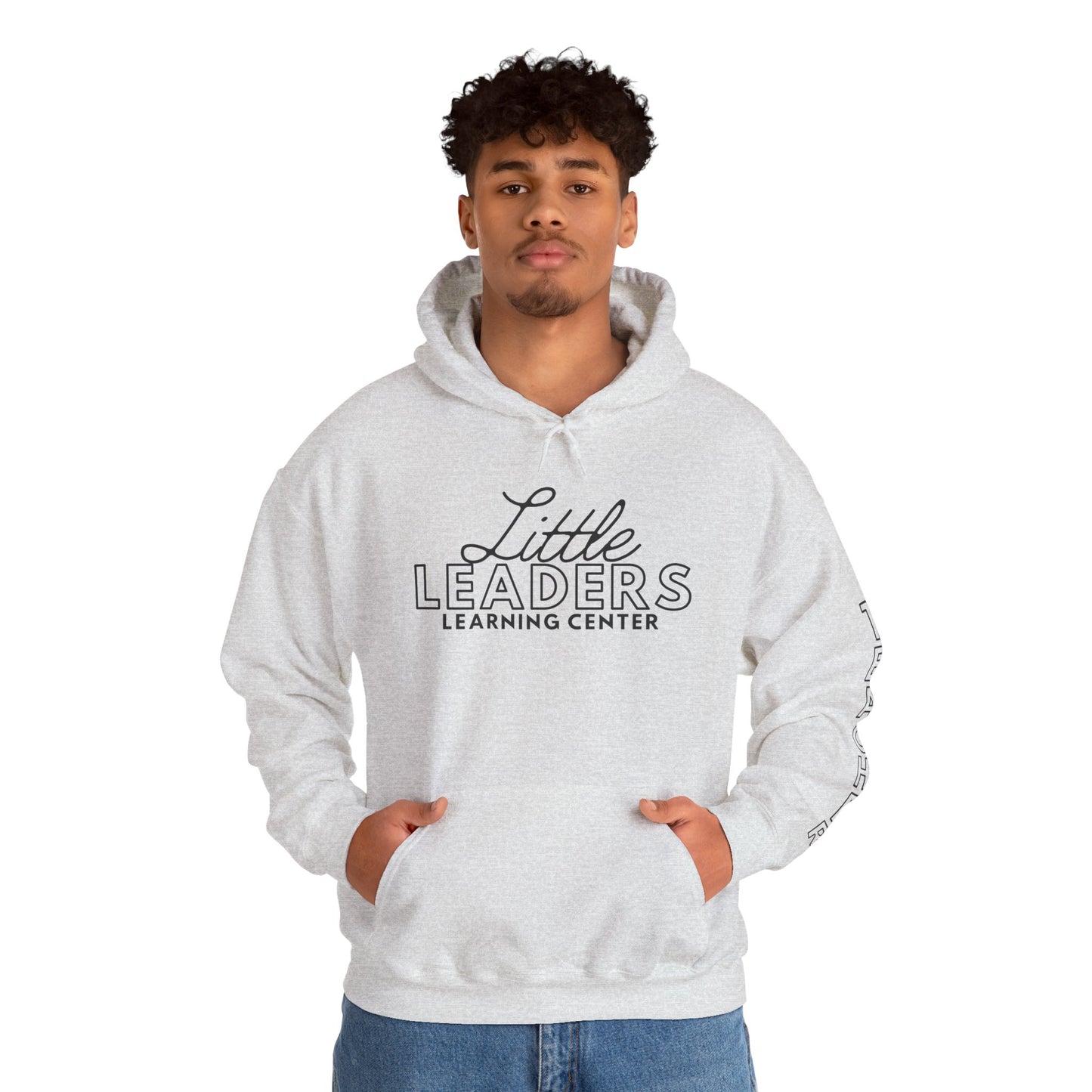 Little Leaders Teacher Simple Design Hoodie w/ Teacher on Sleeve - Cozy Unisex Sweatshirt