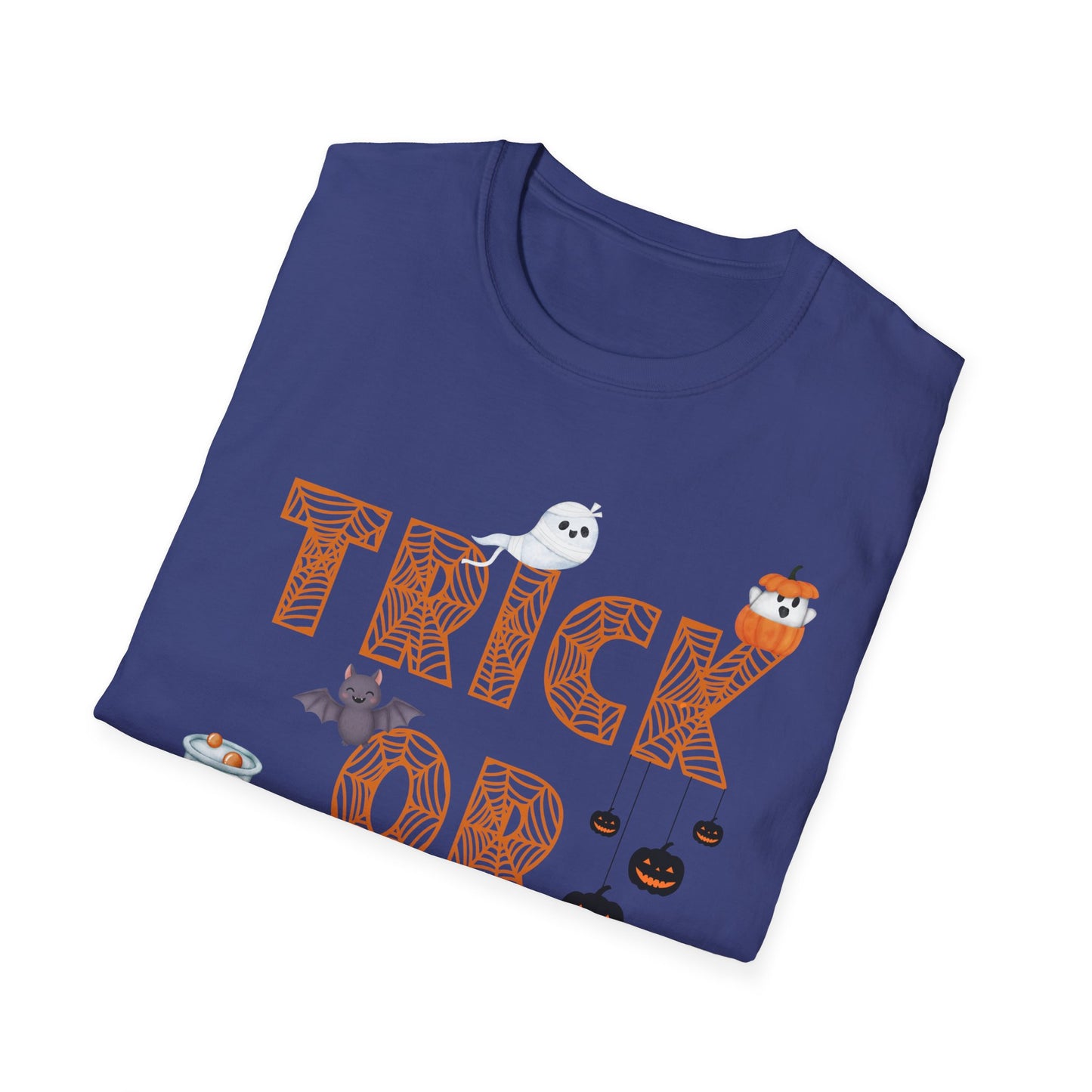 Trick or Treat Halloween Themed T-Shirt- Unisex Softstlye