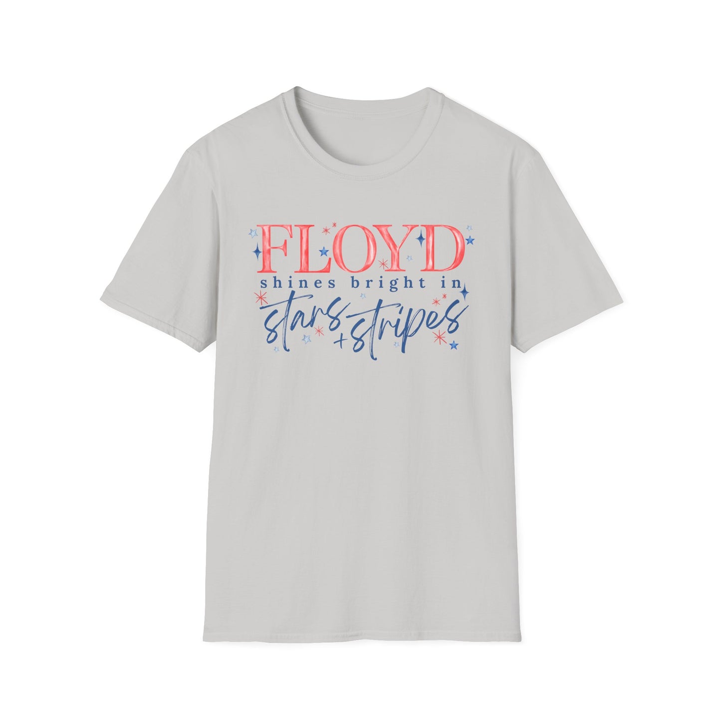 Flag Day Unisex Softstyle T-Shirt with FLOYD Shines Bright in Stars + Stripes Design- Holiday
