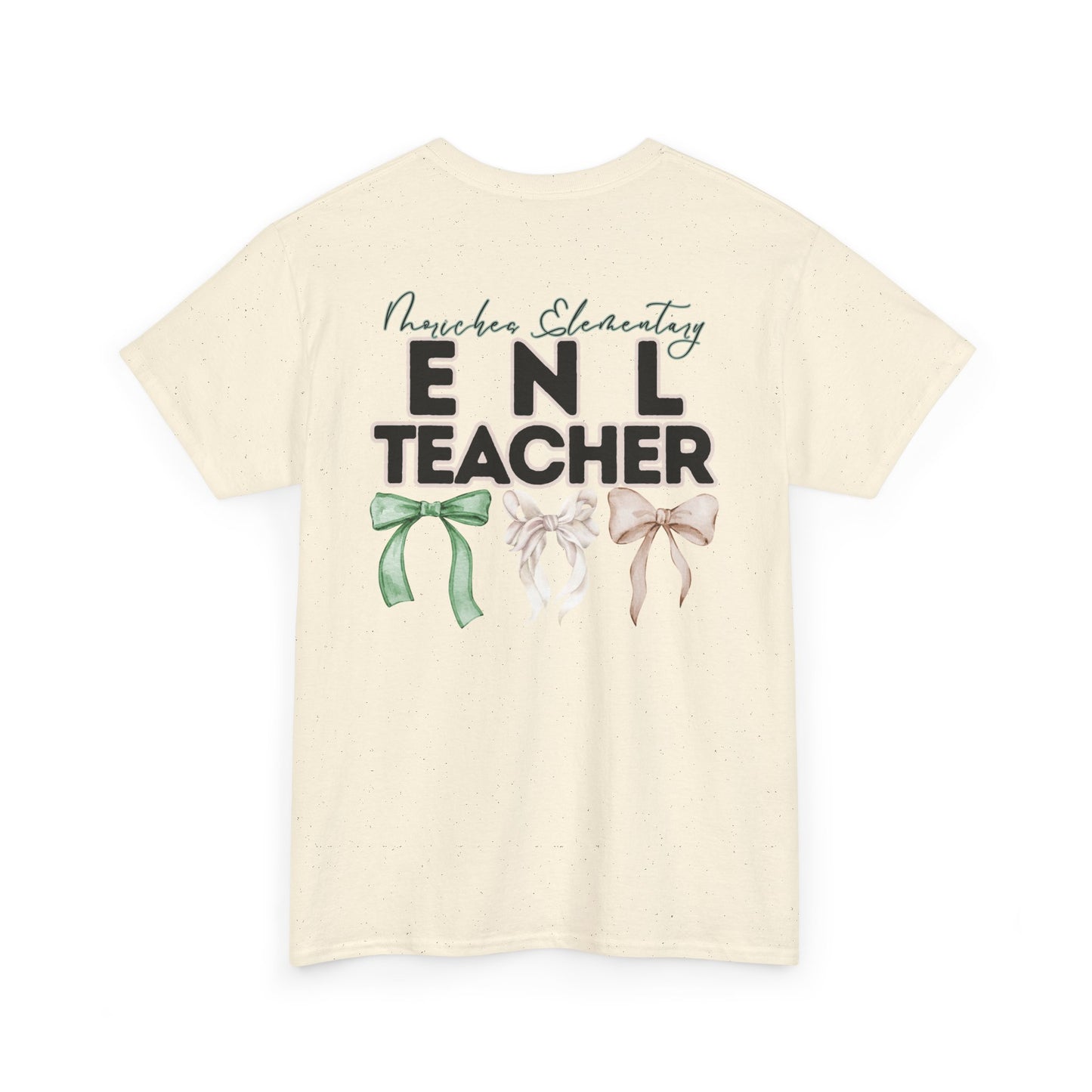 Moriches ENL Teacher and Bows- Unisex Heavy Cotton Tee with Bow Design