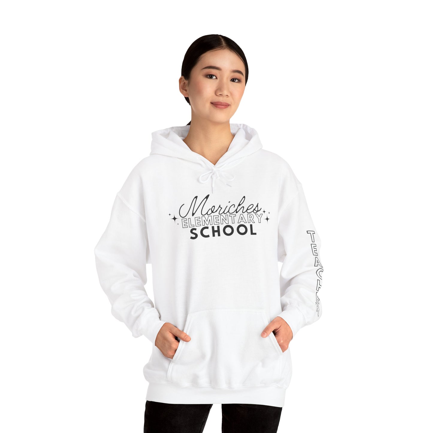 Moriches Teacher Simple Design Hoodie w/ Teacher on Sleeve - Cozy Unisex Sweatshirt