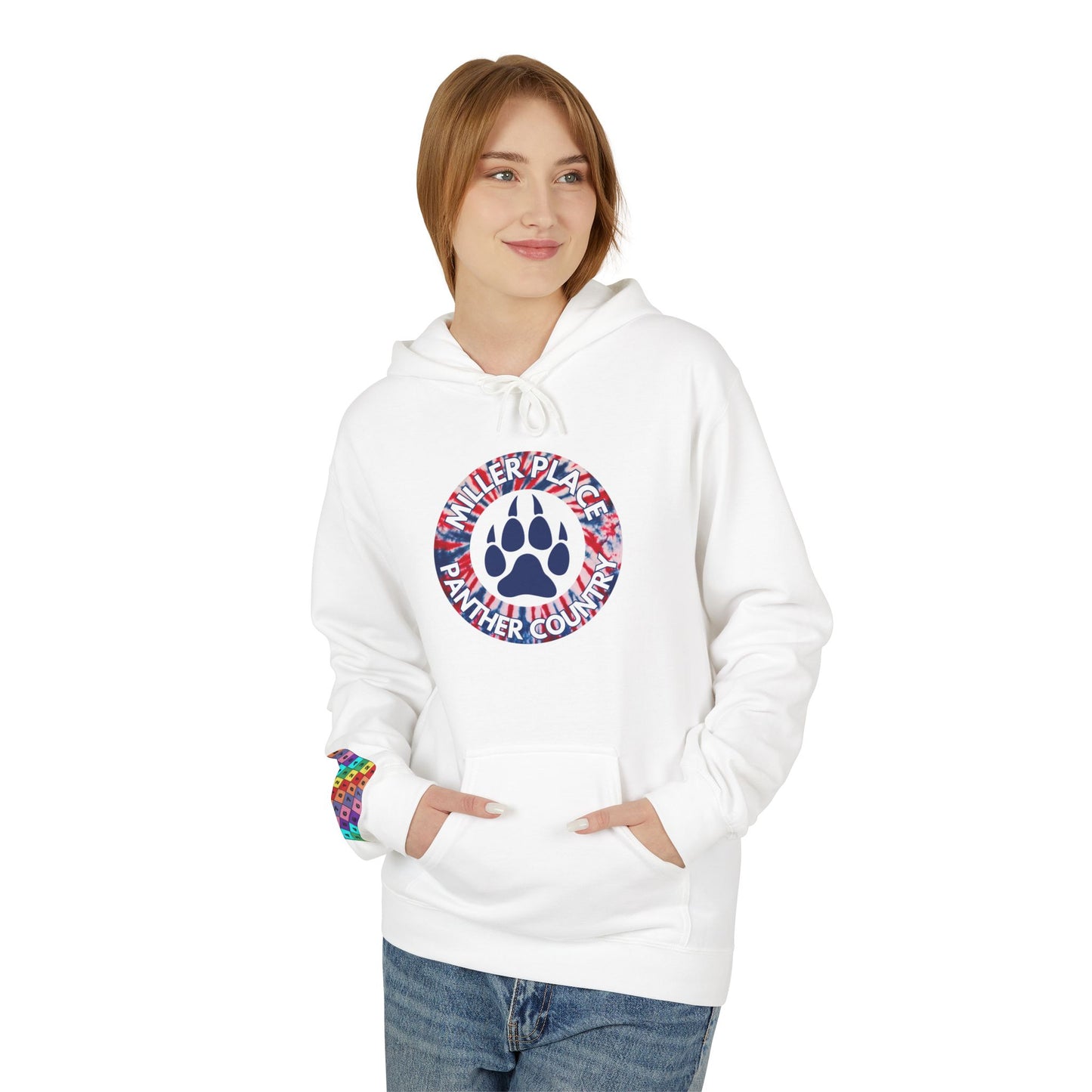 Miller Place Panther Country -Unisex Fleece Hoodie with Tie Dye Design