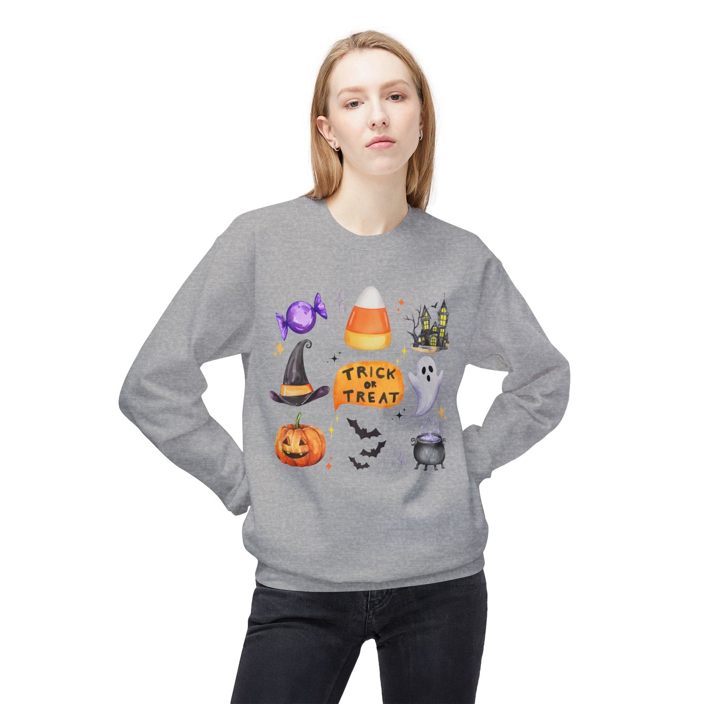 Trick or Treat- Unisex Midweight Softstyle Fleece Crewneck Sweatshirt