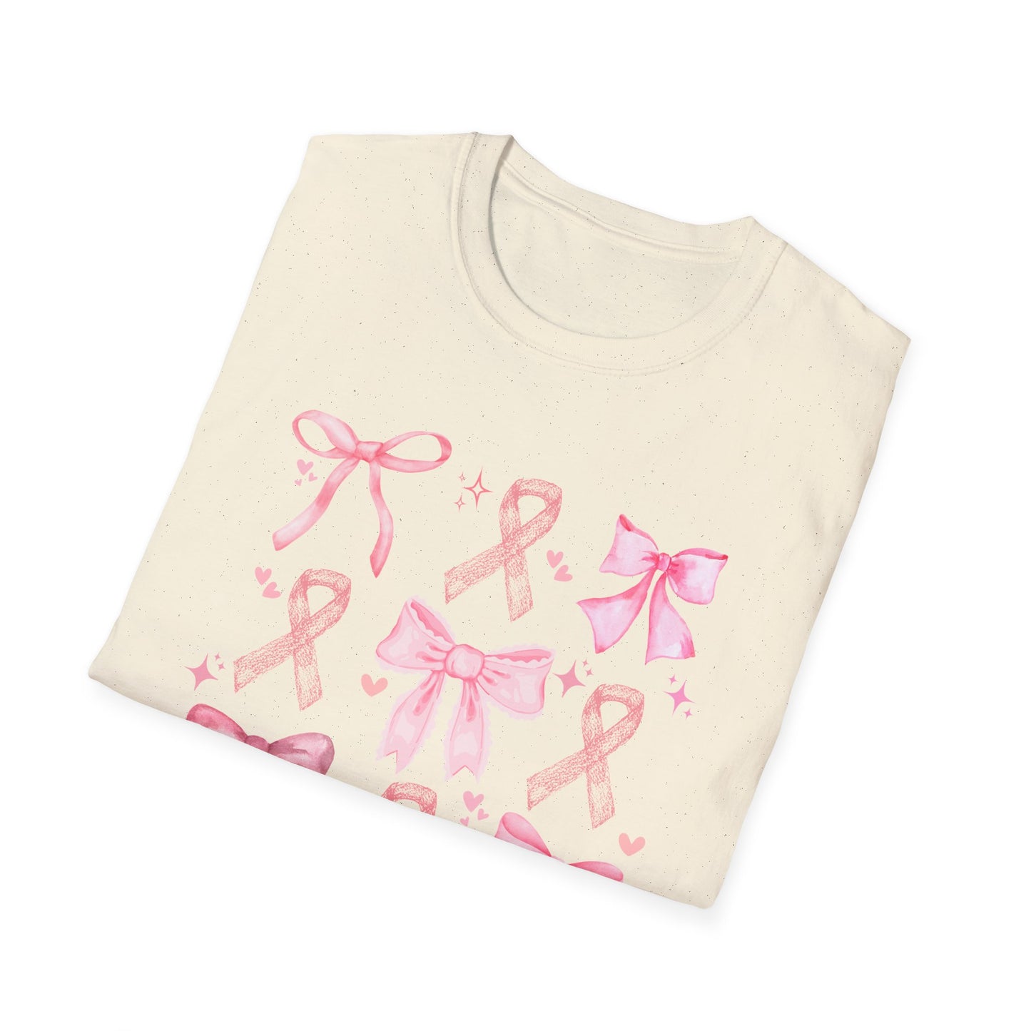Breast Cancer Bows Awareness Tee, Unisex Softstyle T-Shirt