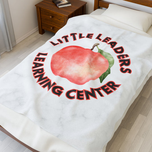 Little Leaders Apple Design Velveteen Plush Blanket - Cozy Plush Throw