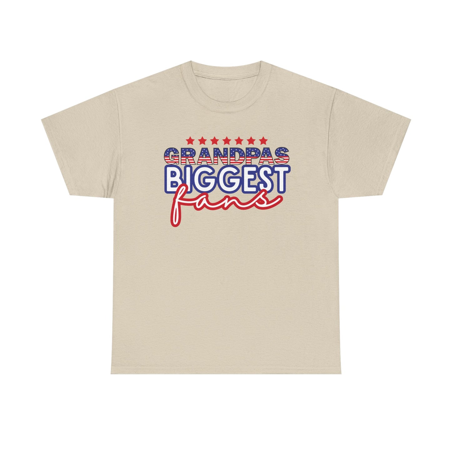 Custom- Jolly- Grandpa's Biggest Fan Unisex Heavy Cotton Tee - Patriotic Family Shirt