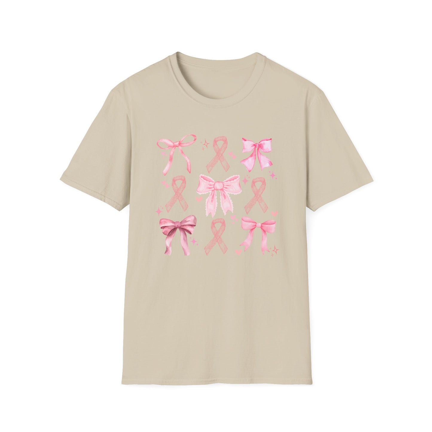 Breast Cancer Bows Awareness Tee, Unisex Softstyle T-Shirt