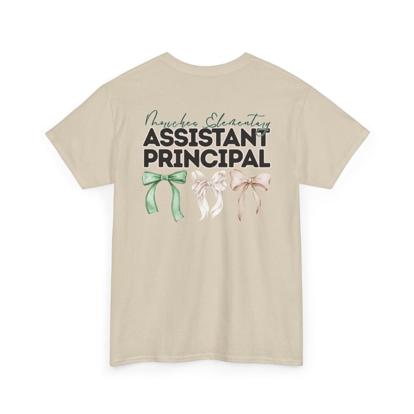 Moriches Assistant Principal and Bows- Unisex Heavy Cotton Tee with Bow Design