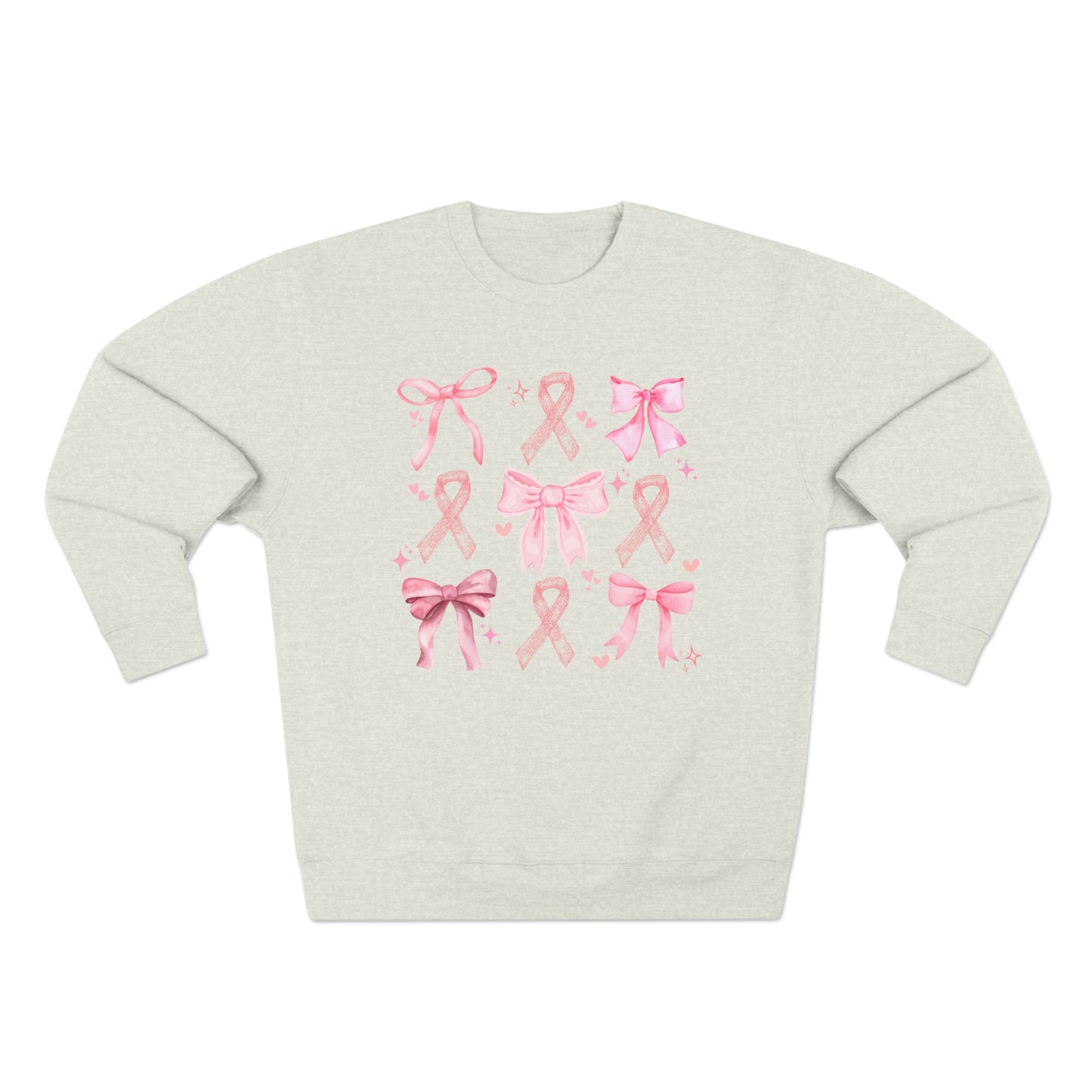 Breast Cancer Ribbon and Bows- Awareness Unisex Crewneck Sweatshirt