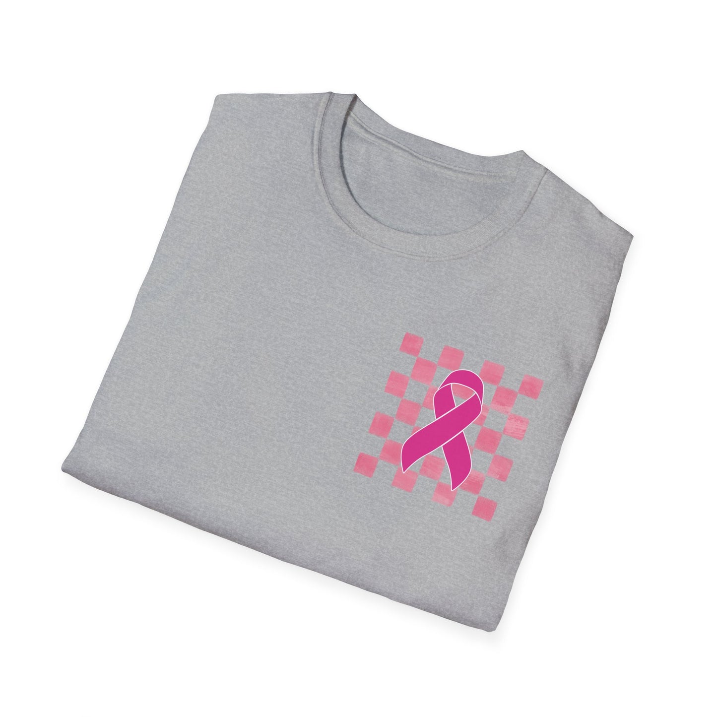 Checkered Pink Ribbon Awareness T-Shirt | Softstyle Tee