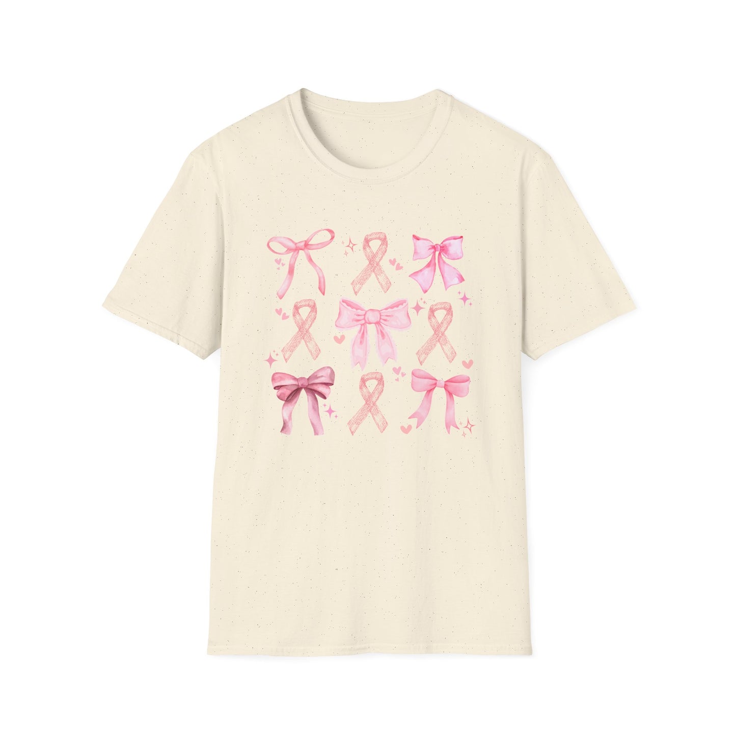 Breast Cancer Bows Awareness Tee, Unisex Softstyle T-Shirt