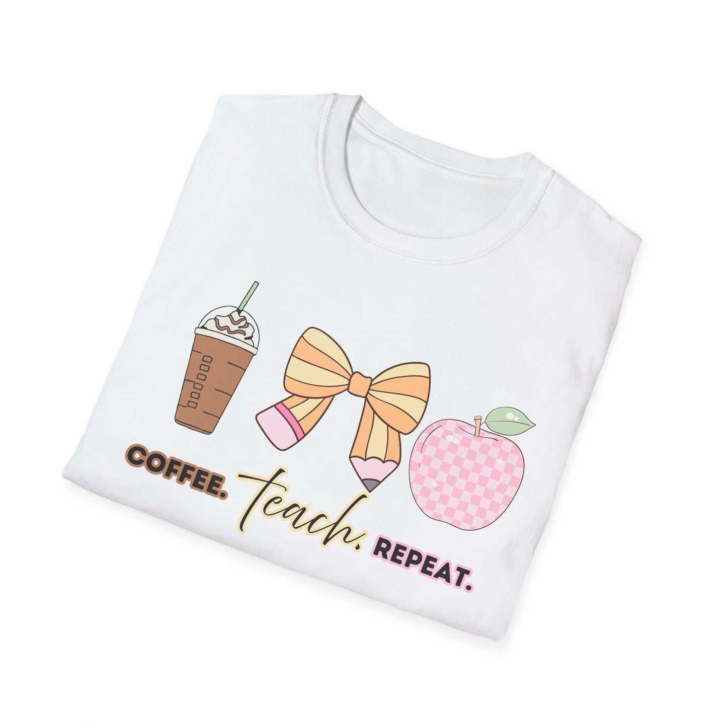 Coffee Teach Repeat Unisex Softstyle T-Shirt - Teacher