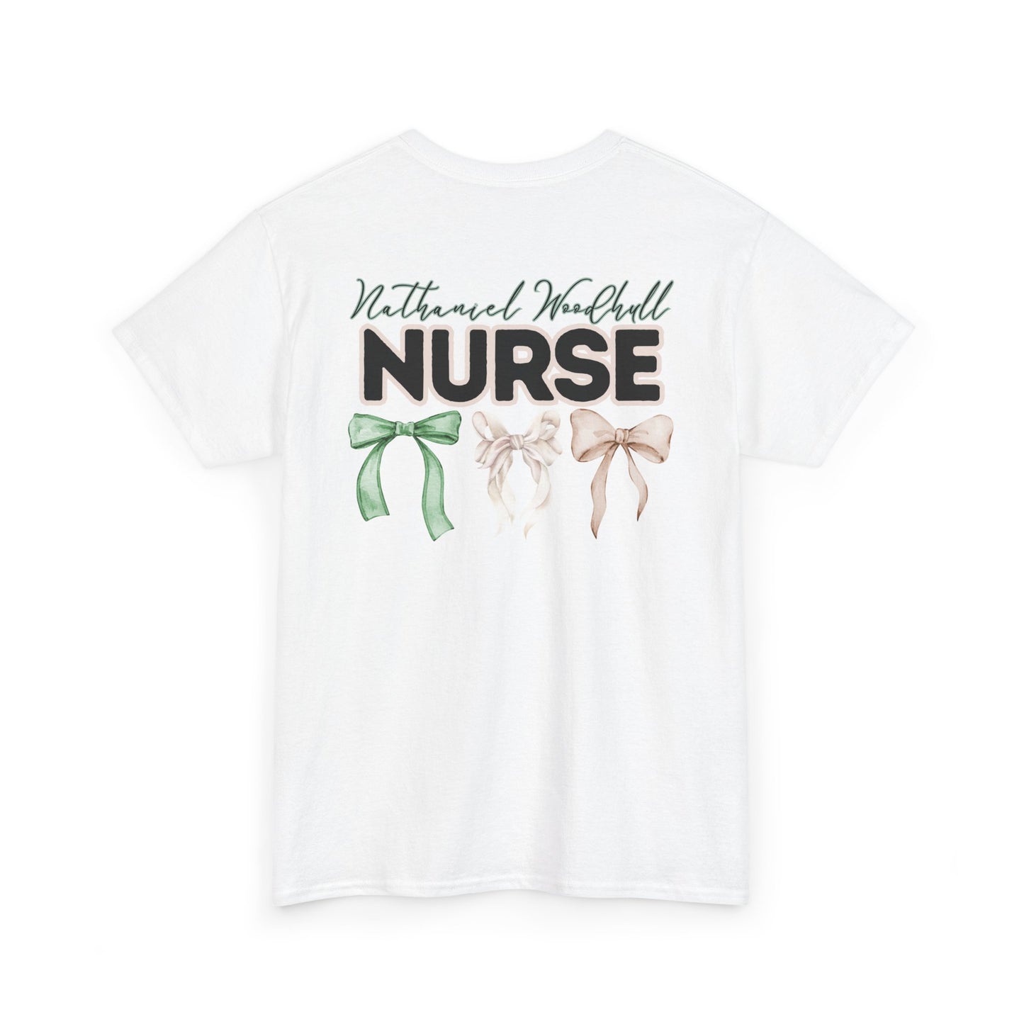 Woodhull Nurse and Bows- Unisex Heavy Cotton Tee with Bow Design