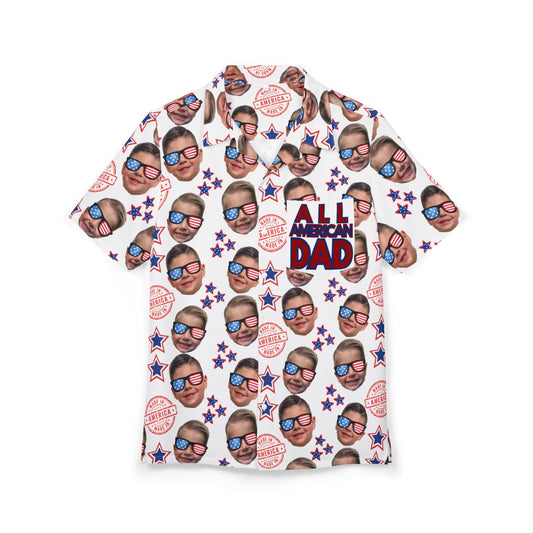 All American Dad - Personalized - Hawaiian Button-Down Shirt -Fatherhood