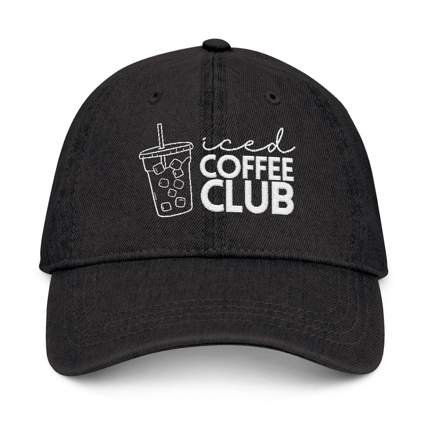 Iced Coffee Club Denim Hat, Embroidered Cap, Perfect Gift for Coffee Lovers