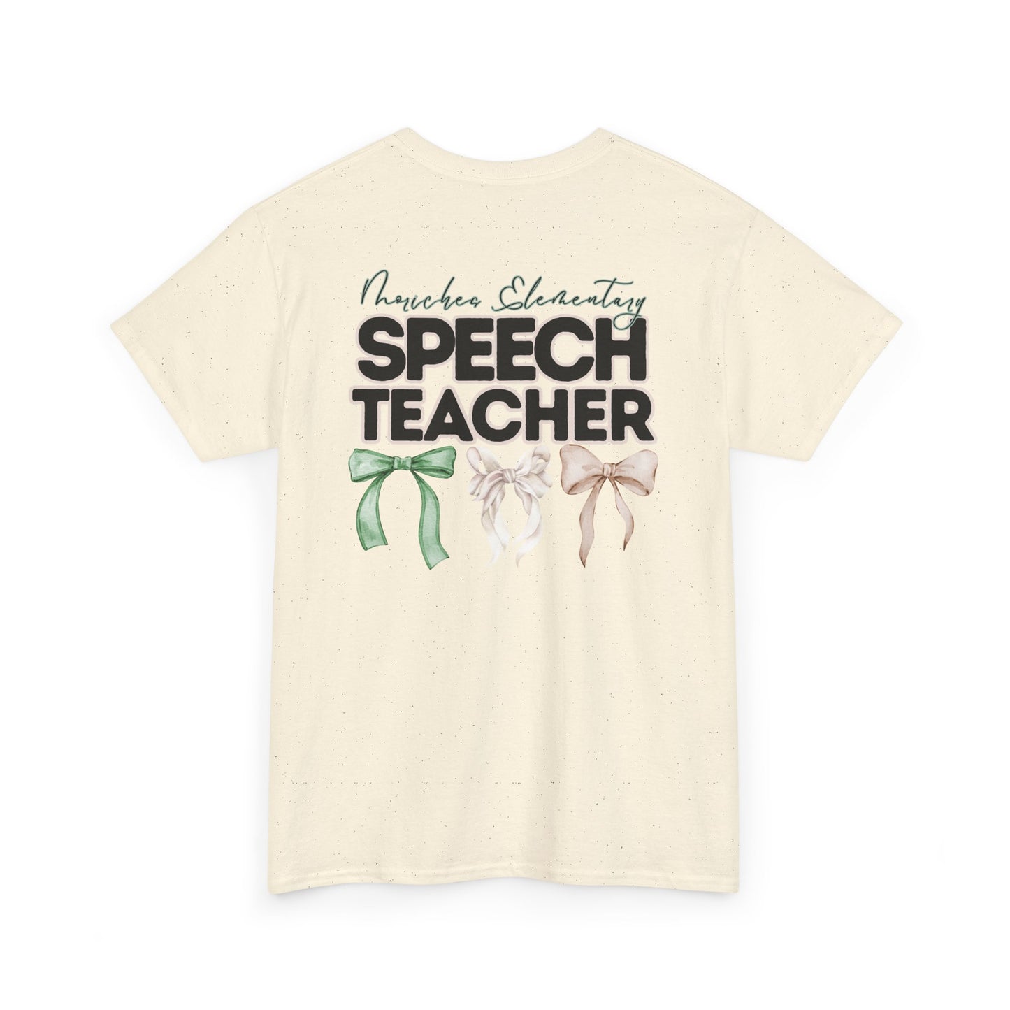 Moriches Speech Teacher and Bows- Unisex Heavy Cotton Tee with Bow Design