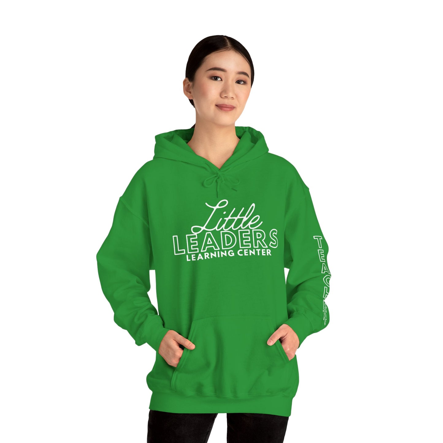 Little Leaders Teacher Simple Design Hoodie w/ Teacher on Sleeve - Cozy Unisex Sweatshirt