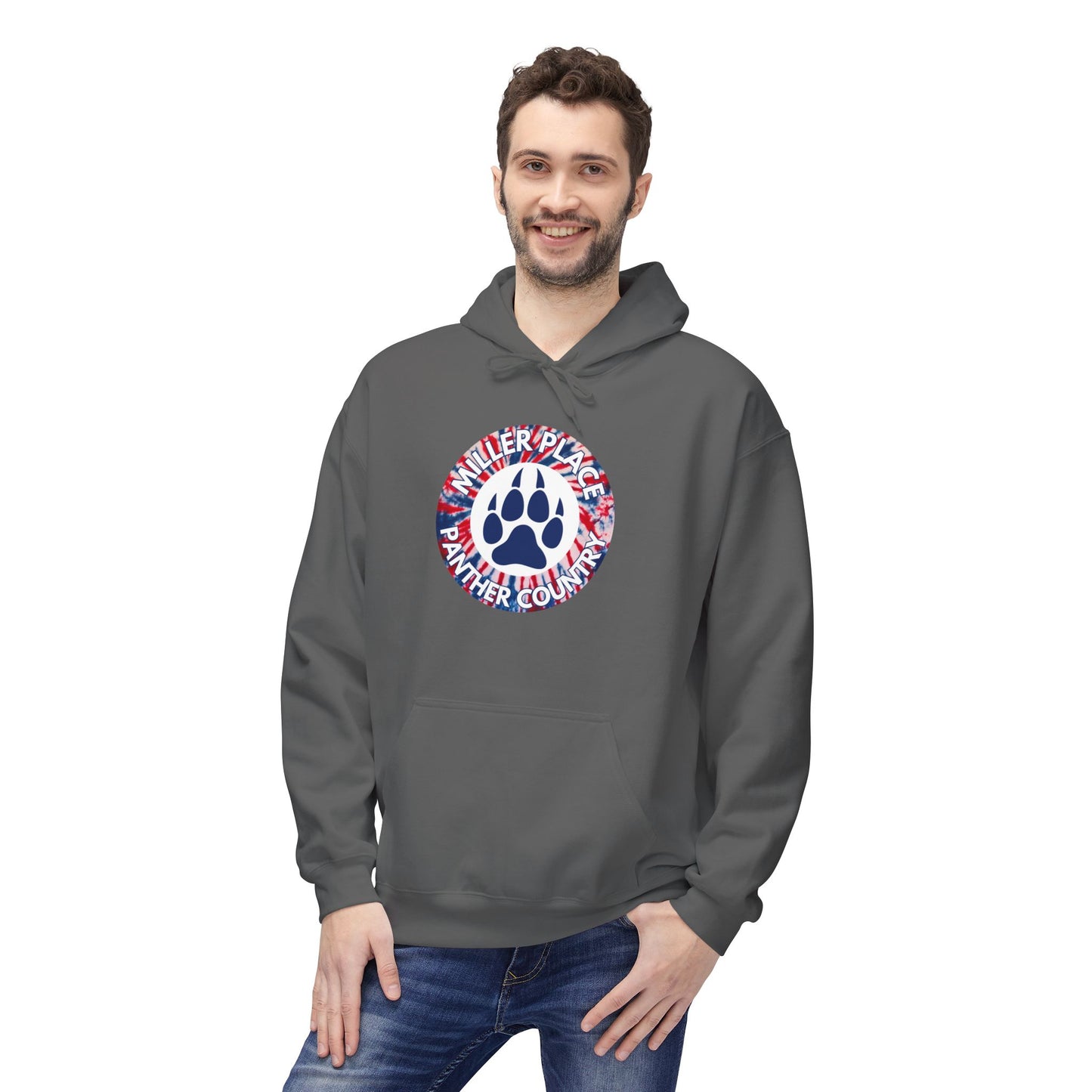 Miller Place Panther Country -Unisex Fleece Hoodie with Tie Dye Design
